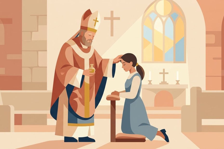 Première Confession & Confirmation - Illustration prière catholique